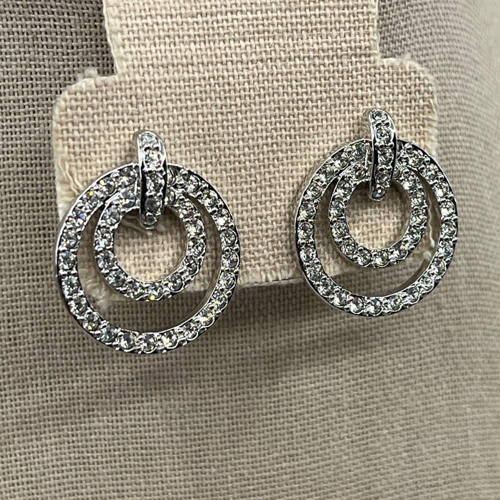 Nolan Miller Glamour Collection Pave Triple Circle Earrings w/ Box and Cert - Picture 10 of 17